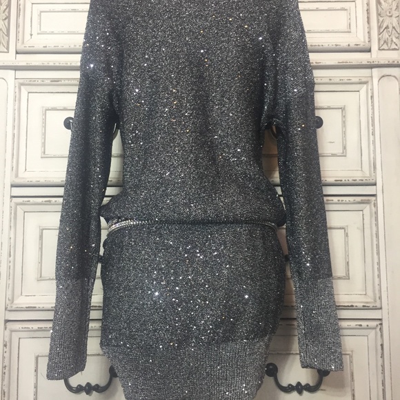 Silver Shimmer Sweater Dress - Picture 6 of 10